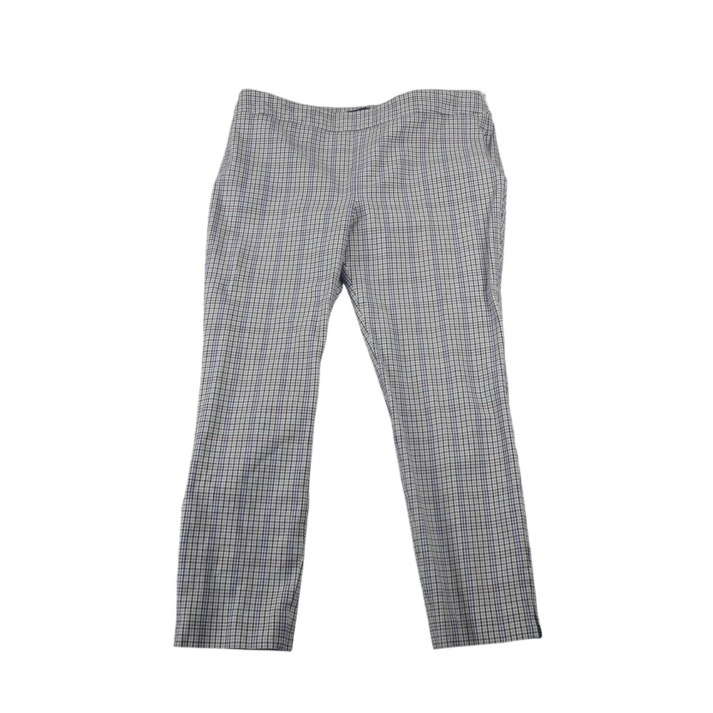 Talbots Chatham Ankle Pants Womens 14 Purple Plaid Side Zip Slim Trousers